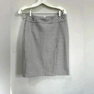 H&M Womens Skirt Size 6 Brown Houndstooth Academia Knee Length Pencil Straight